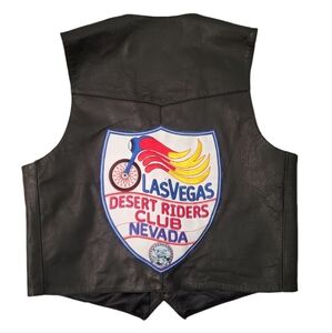 Z1R Men's Black Leather Motorcycle Vest Las Vegas Desert Riders Patch Size‎ 44